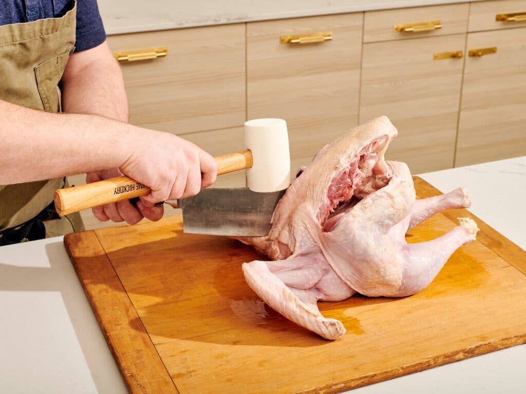 Rubber Mallet Helps to Spatchcock a Turkey