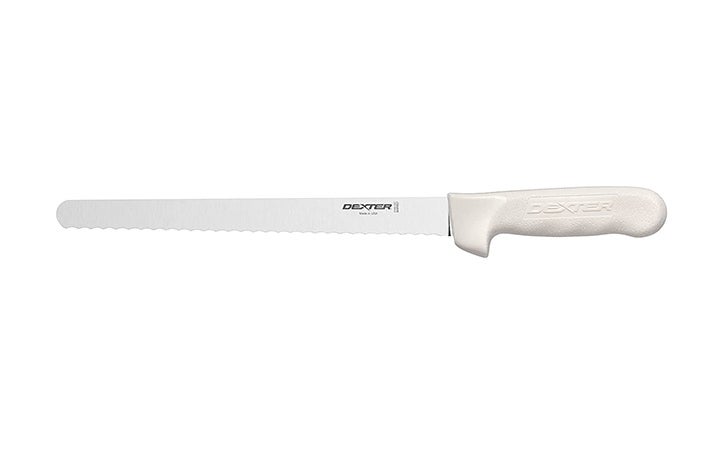 Scalloped Carving Knife with White Handle for Aaron Franklin