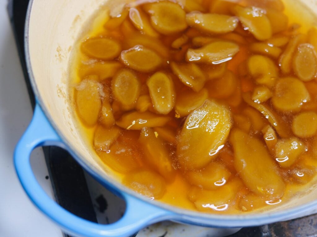 Boiling Candy Ginger for Preserving