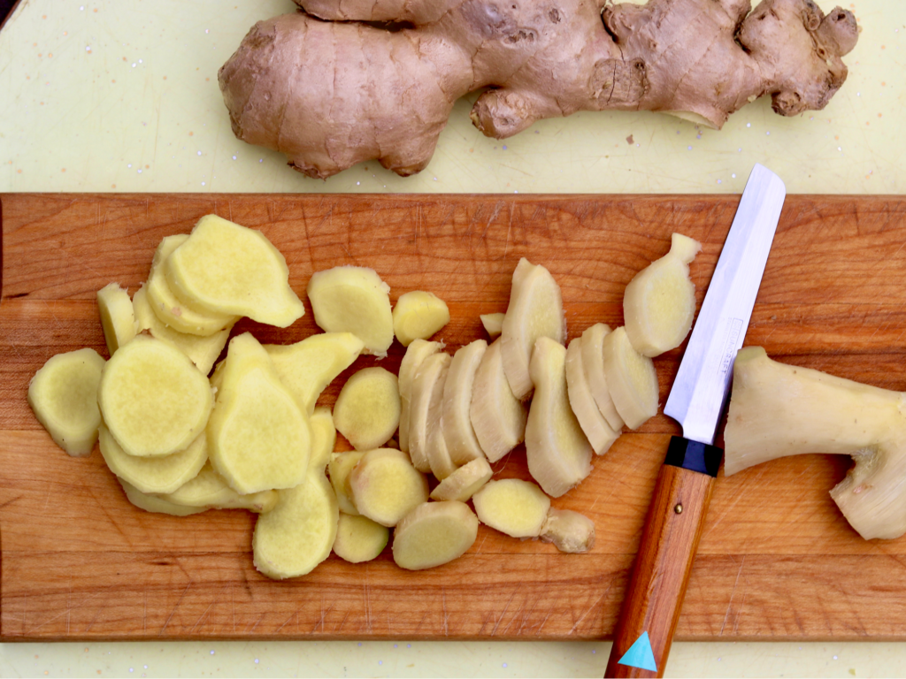 Cutting Candy Ginger for Preserving