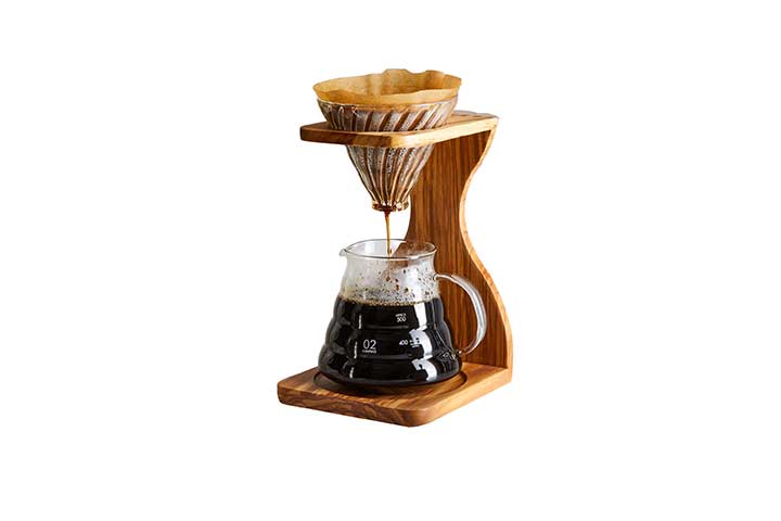 Hario Original V6 Pour Over Stand & Dripper Cone, Stainless Steel