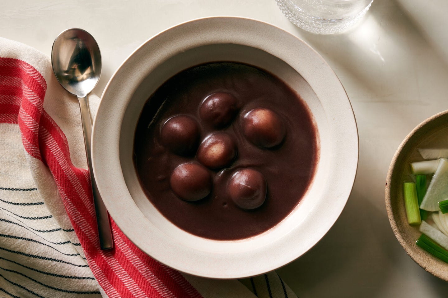 Korean Patjuk Porridge with Adzuki Beans and Sweet Rice Dumplings