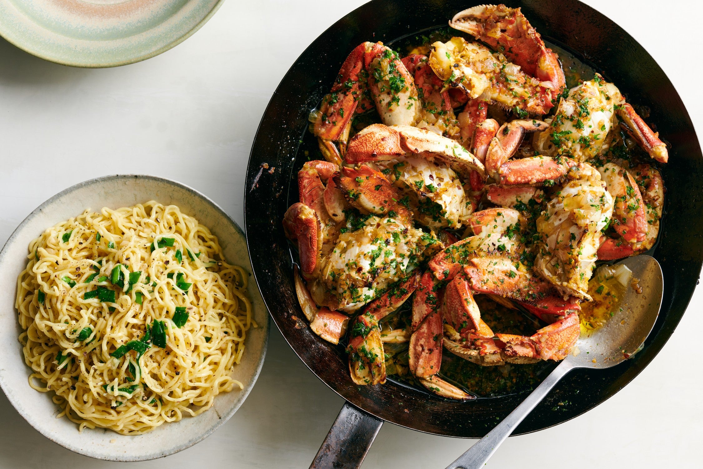 Roasted Garlic-Chile Dungeness Crab with Garlic Noodles