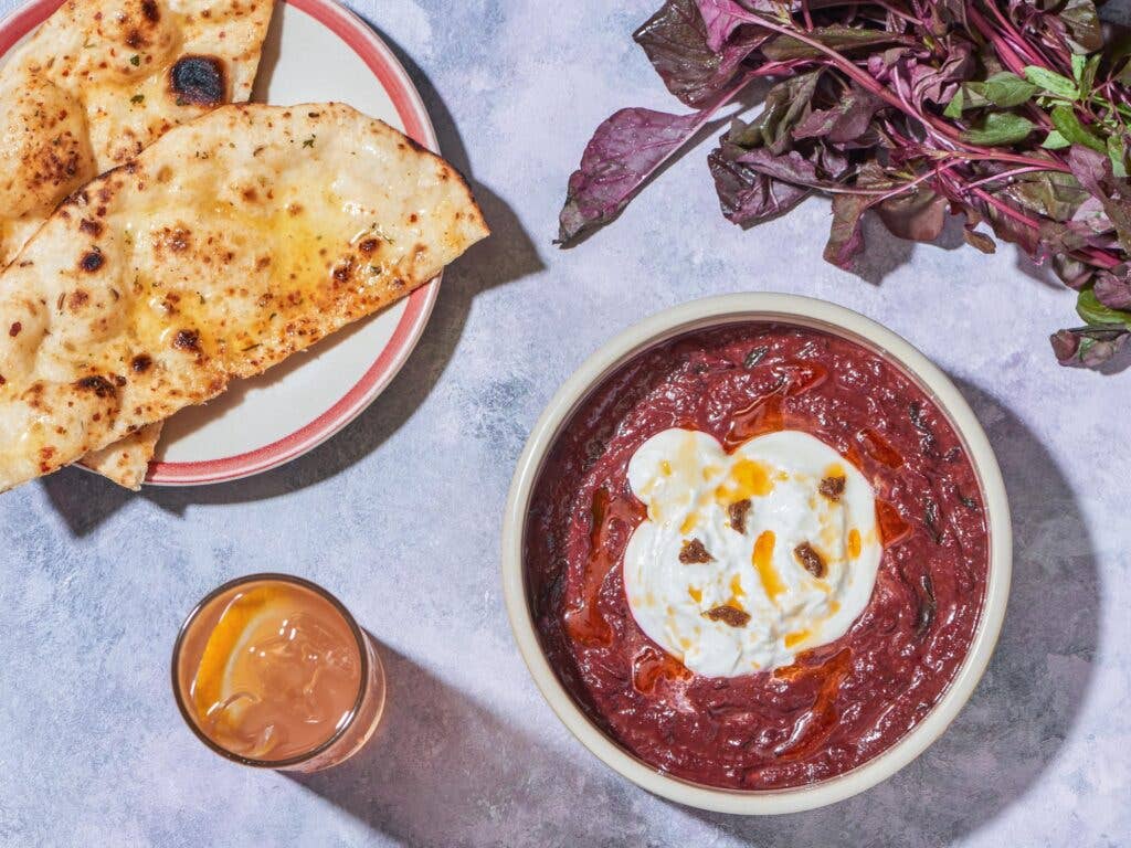 Indian Cheese Laal Saag with Paneer Burrata