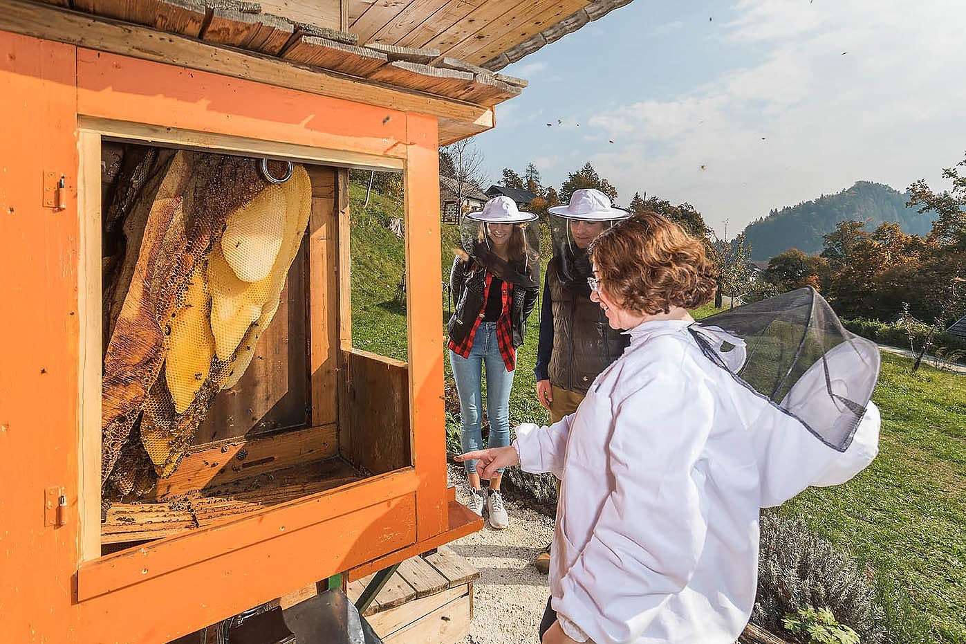 Slovenian Beekping with Orange Beehive