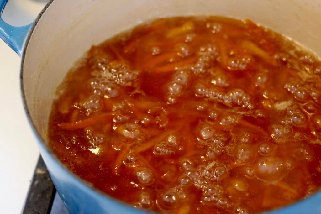 Orange marmalade cooking