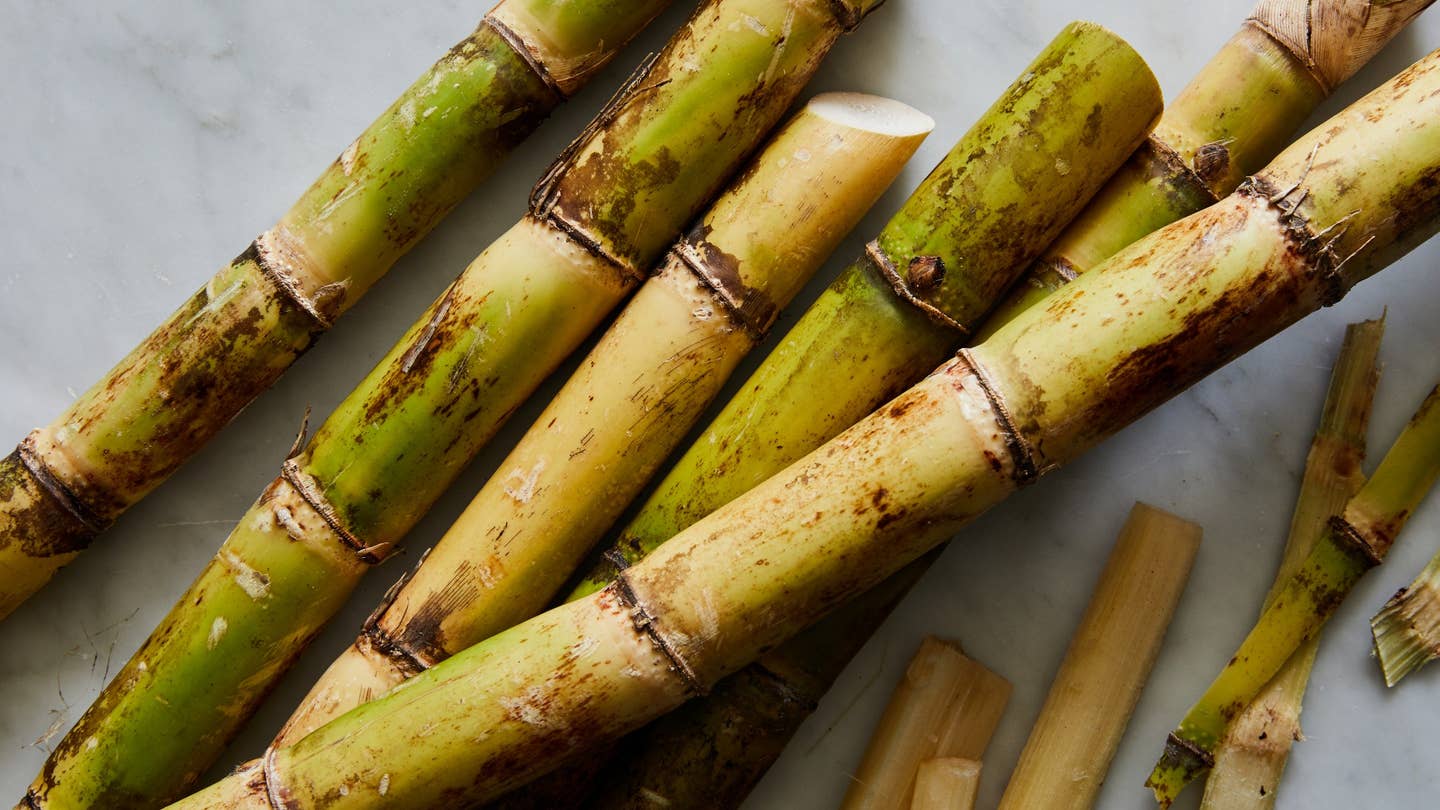 Reclaiming Sugarcane From Its Dark History to a Sweet—and Healthful—Drink Sugarcane Ingredient on Marble Background