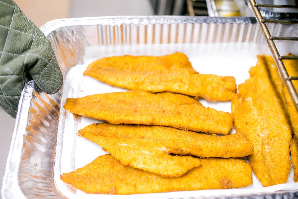 fried fish on tray