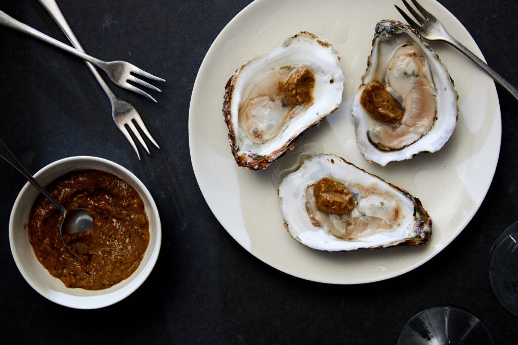 Oysters with lemon "curd"