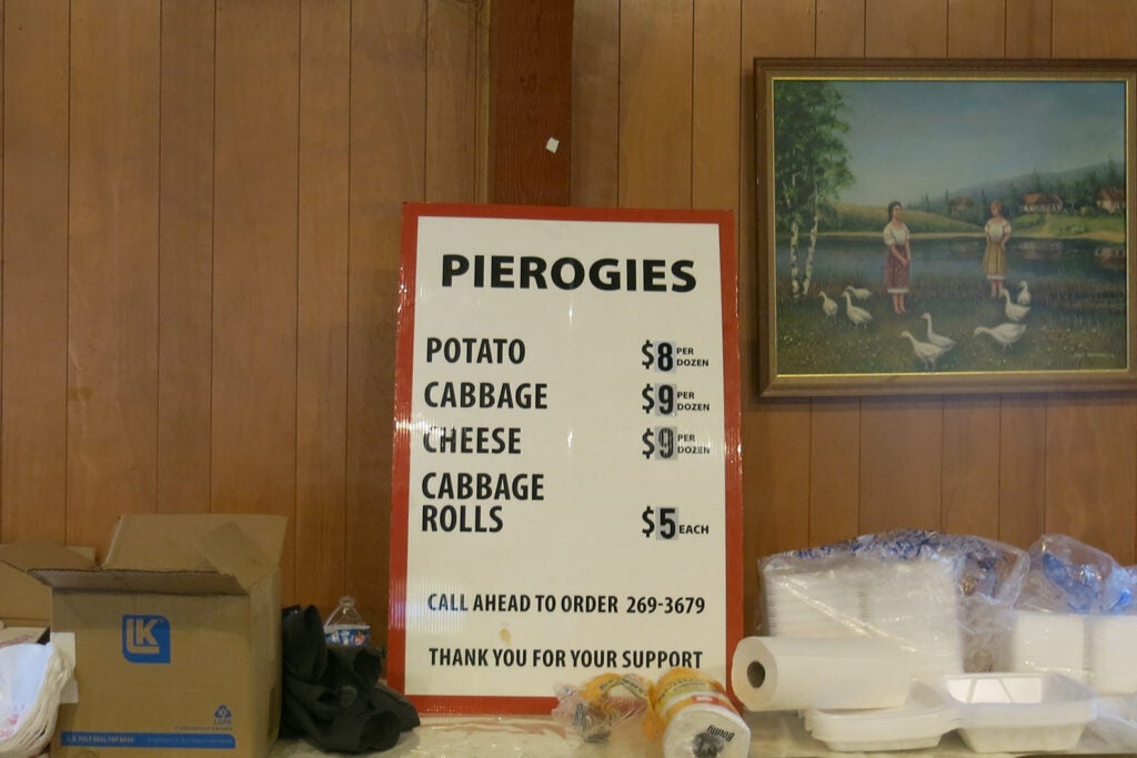 pierogi for sale sign