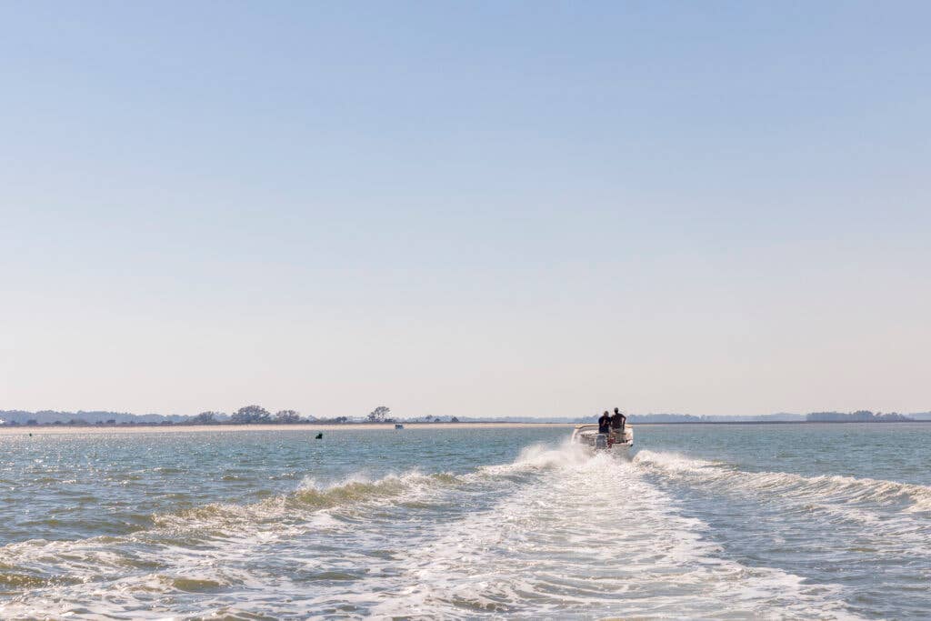 boat floating in South Carolina coast