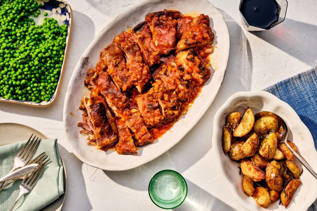 Braised Lamb Belly with Lemon, Harissa, and White Wine