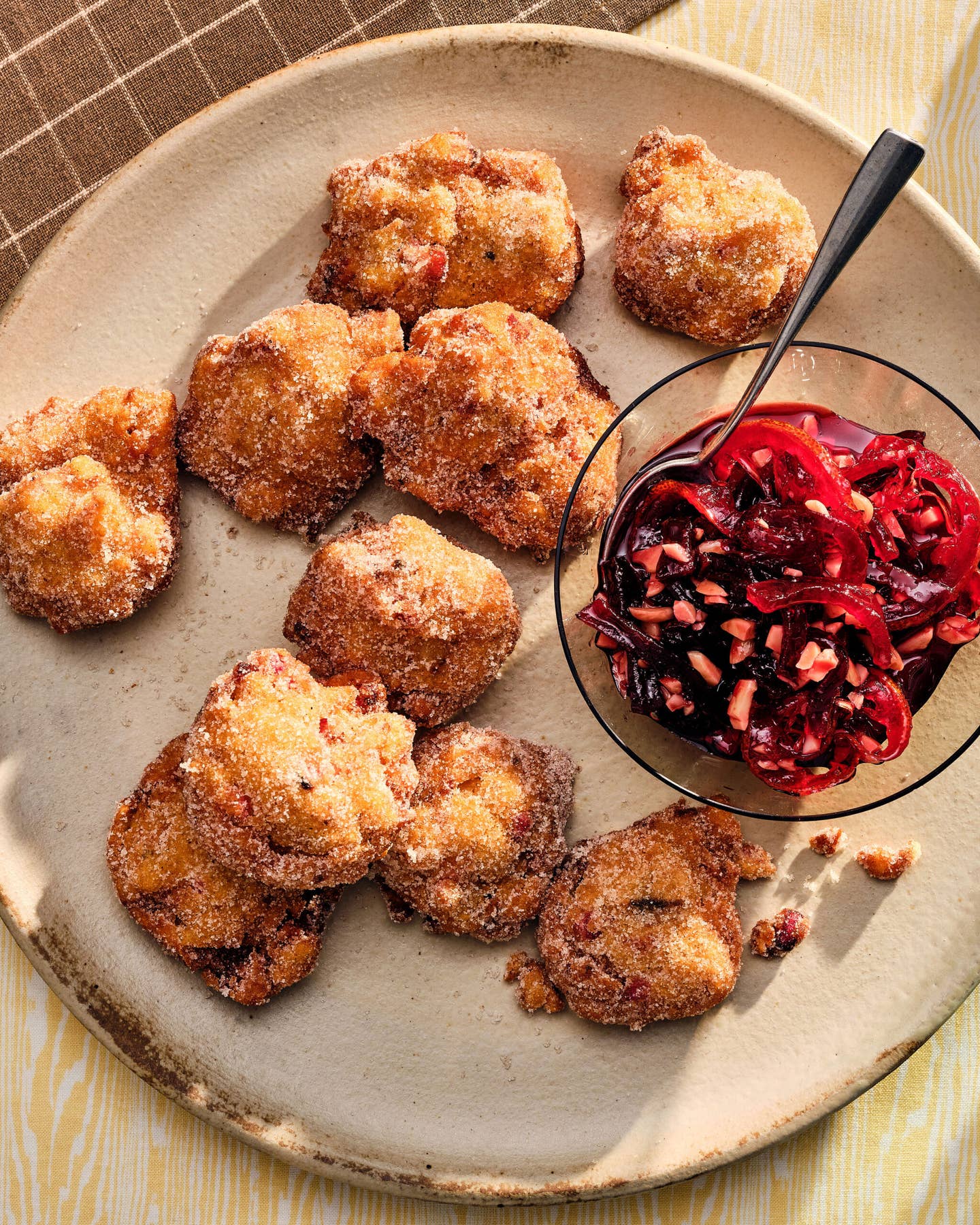 Rhubarb Passover Chremsel with Beet Preserves