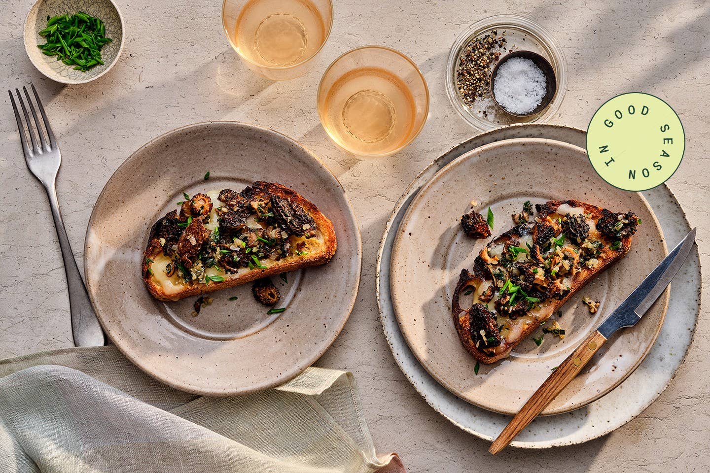 Grilled Morels with Fontina on Toast