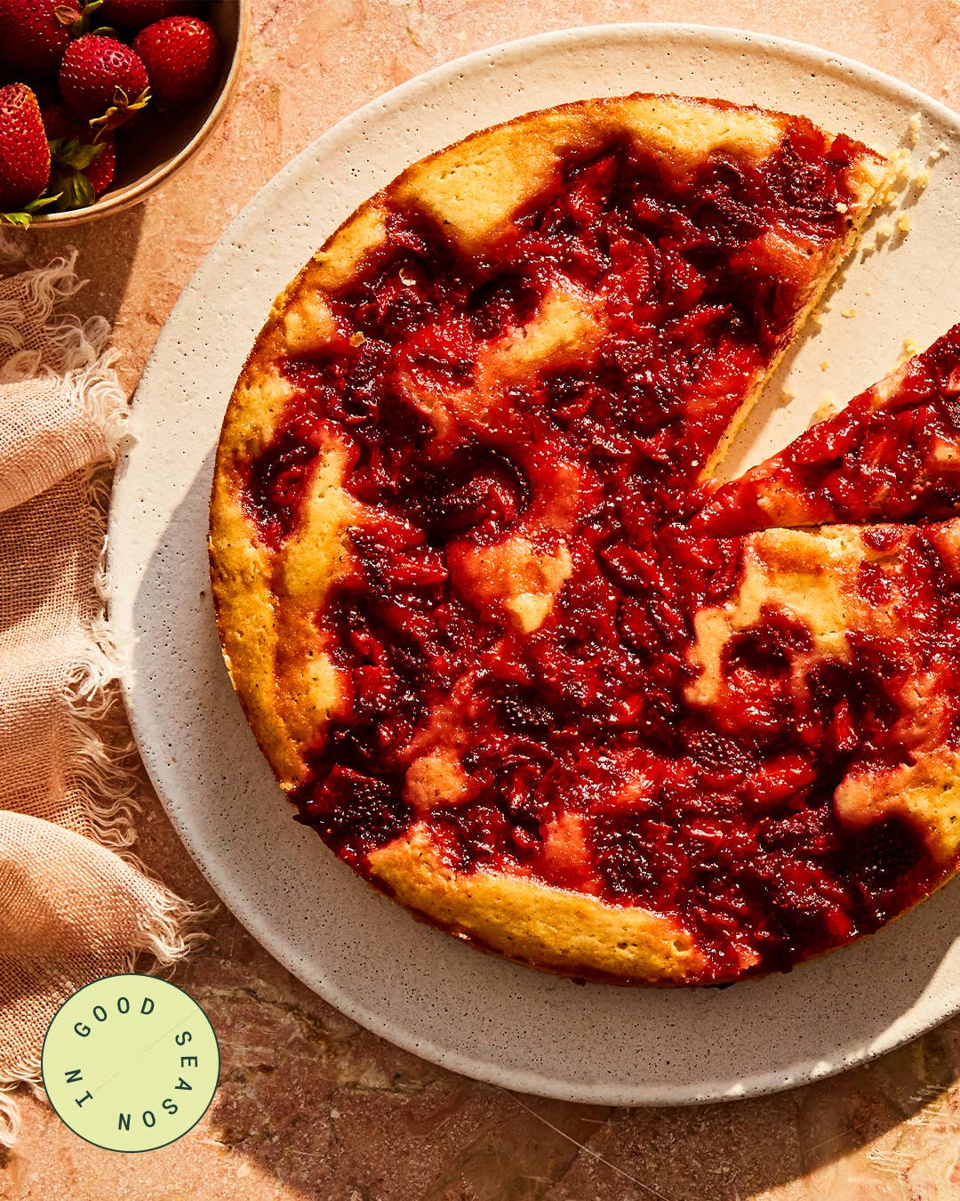 stawberry cake on a white plate