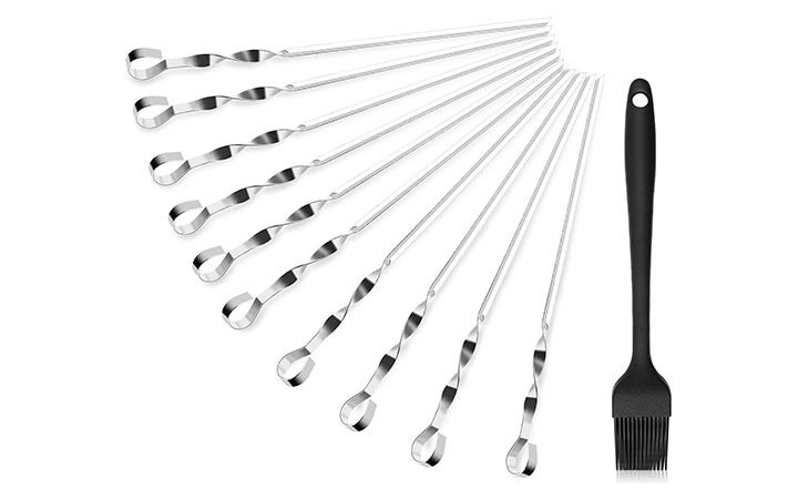 Best Skewers For Grilling BearMoo V-Shape Metal Barbecue Skewers