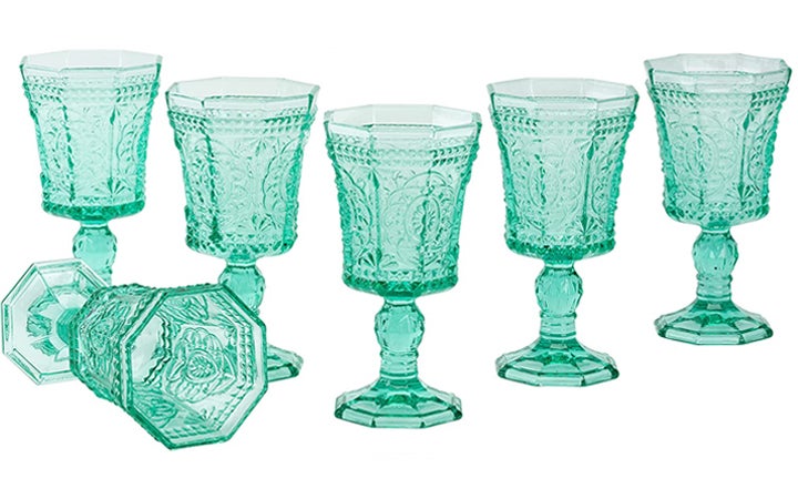 10 Strawberry Street Vatican Red Wine Glass, 8 oz, Turquoise