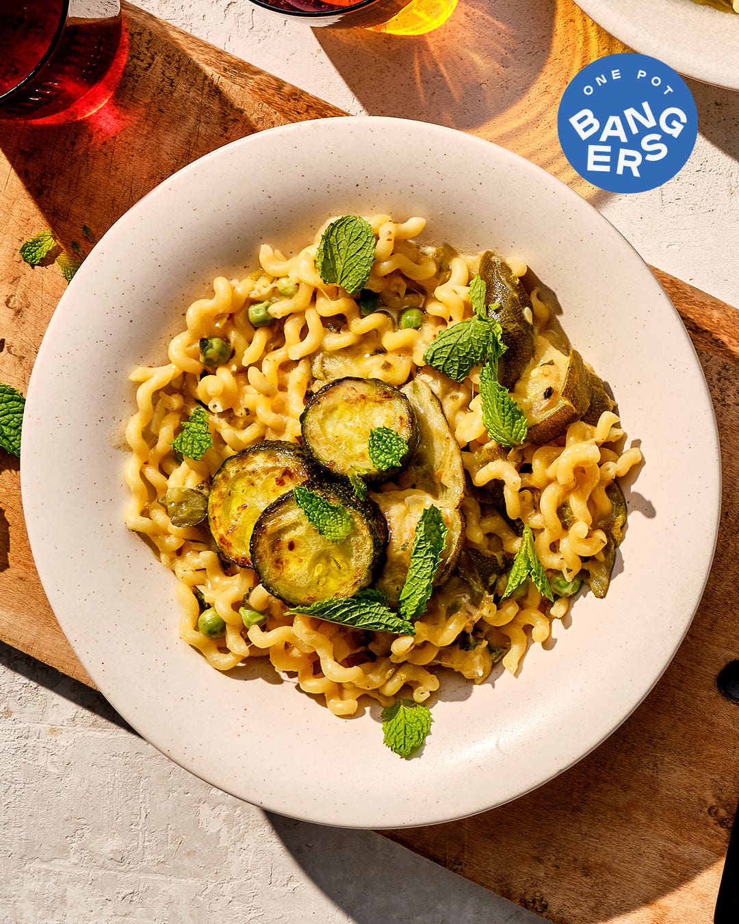 Zucchini Scapece Pasta With Peas and Minty Cream Sauce Zucchini Scapece pasta