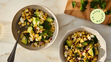 Grilled Corn Salad with Feta, Cucumbers, and Red Onion