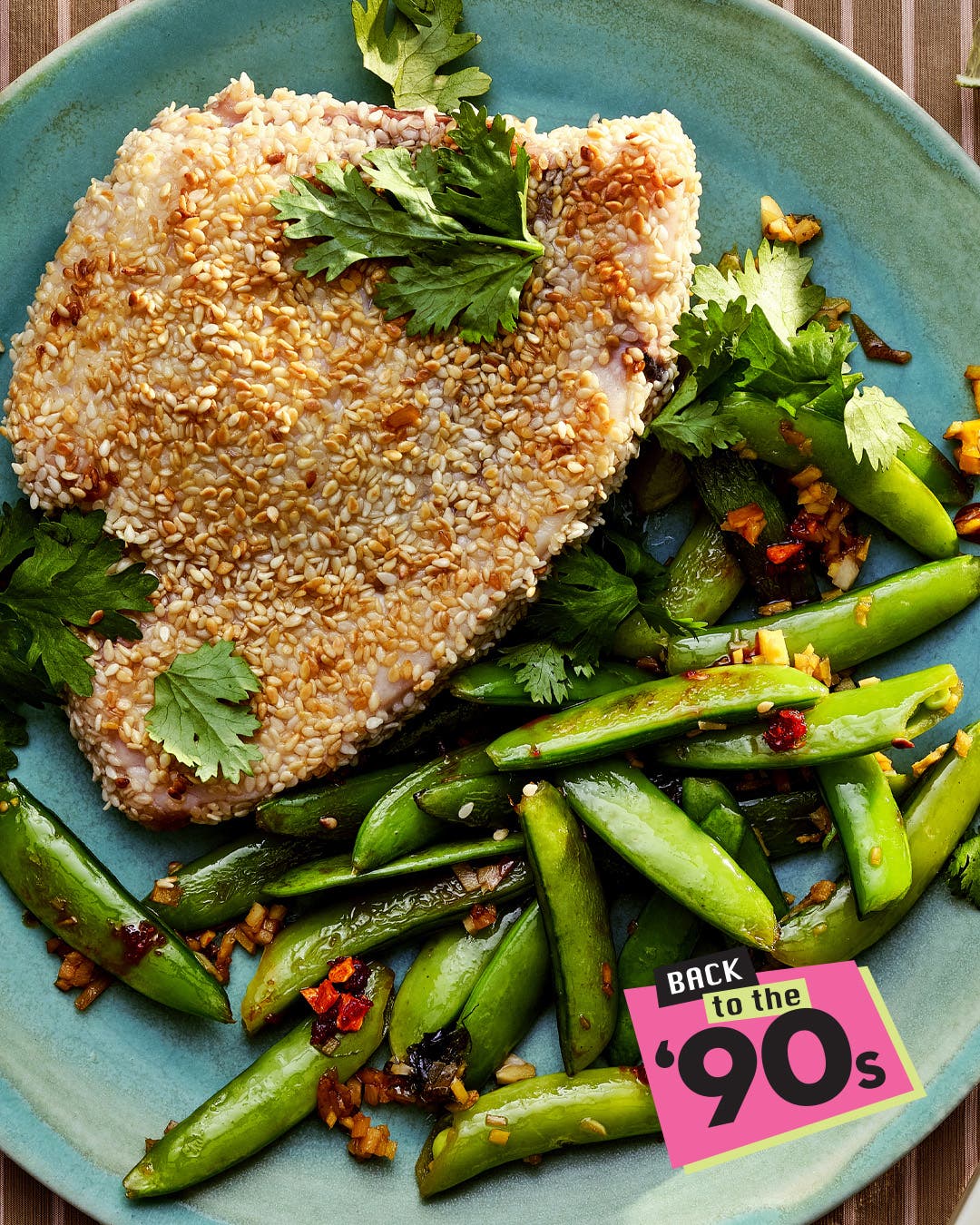 Pan-Seared Sesame Swordfish With Blistered Snap Peas and Chili Crisp Swordfish Recipe One Pot Bangers