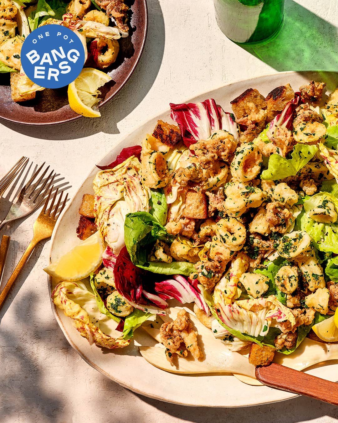 Supions à la Provençale (Warm Squid Salad with Bibb Lettuce and Garlic Croutons)