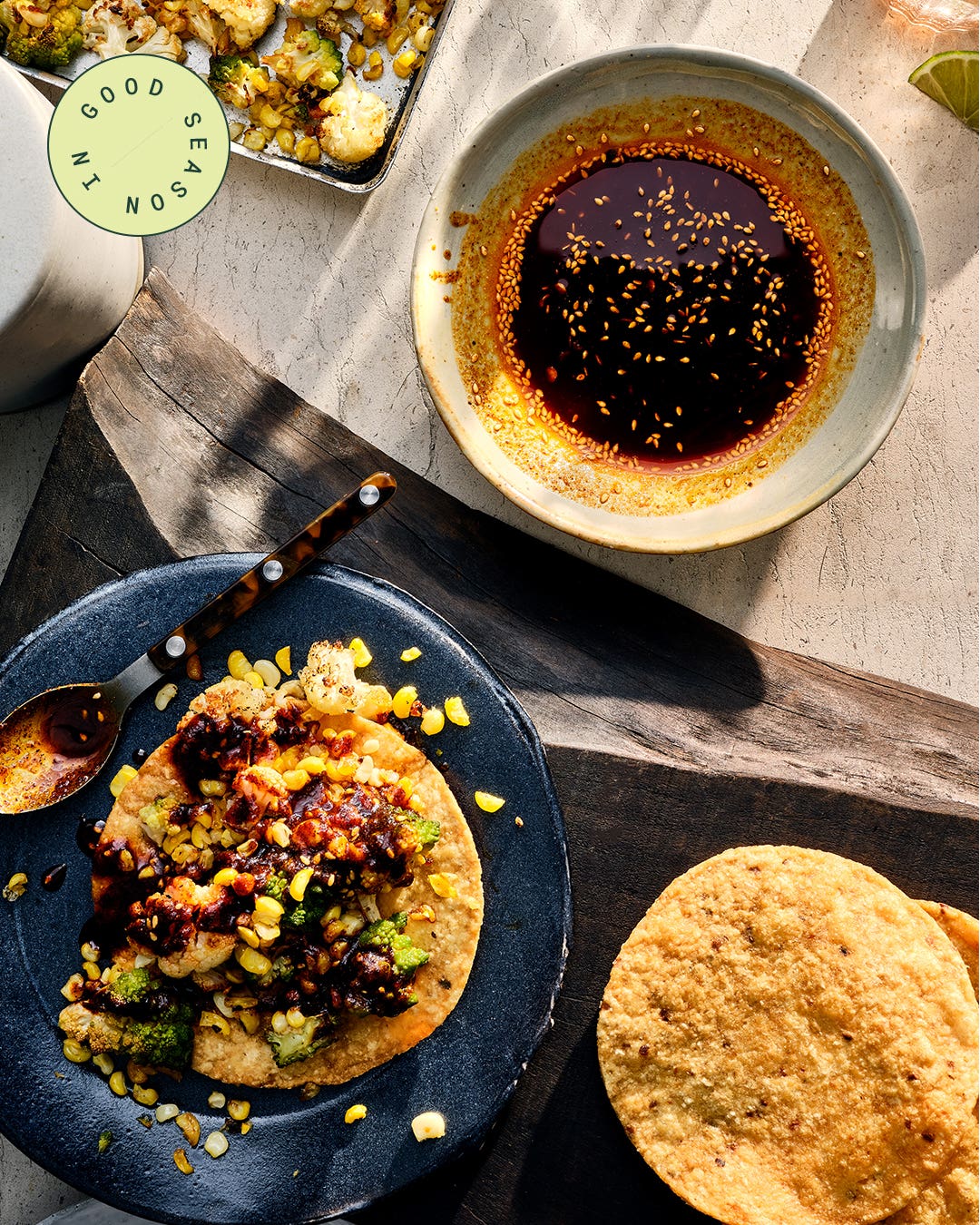 Cauliflower-Corn Tostadas With Salsa Macha Cauliflower-Corn Tostadas With Salsa Macha