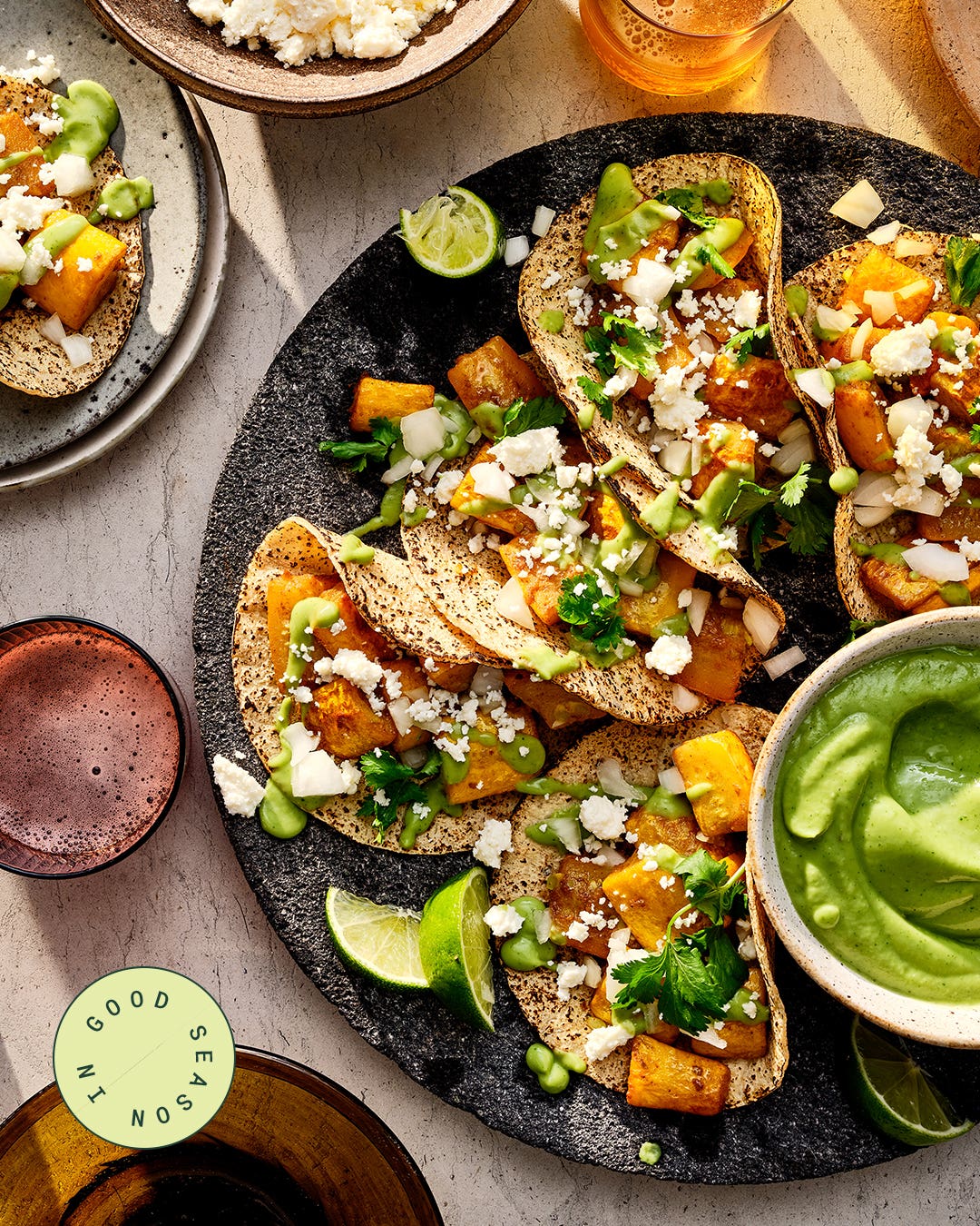 Summer Squash Tacos With Queso Fresco and Avocado Salsa Summer Squash Tacos With Queso Fresco and Avocado Salsa