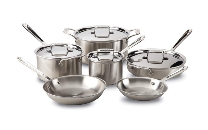 Best Cookware for Gas Stoves All-Clad Brushed D5 5-Ply Stainless Cookware Set