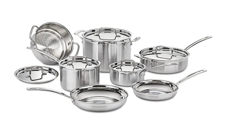 Best Cookware for Gas Stoves Cuisinart MCP-12N MultiClad Pro Triple Ply 12-Piece Cookware Set