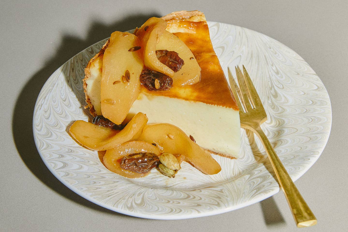 Parisian Flan with Cardamom-Apple Compote