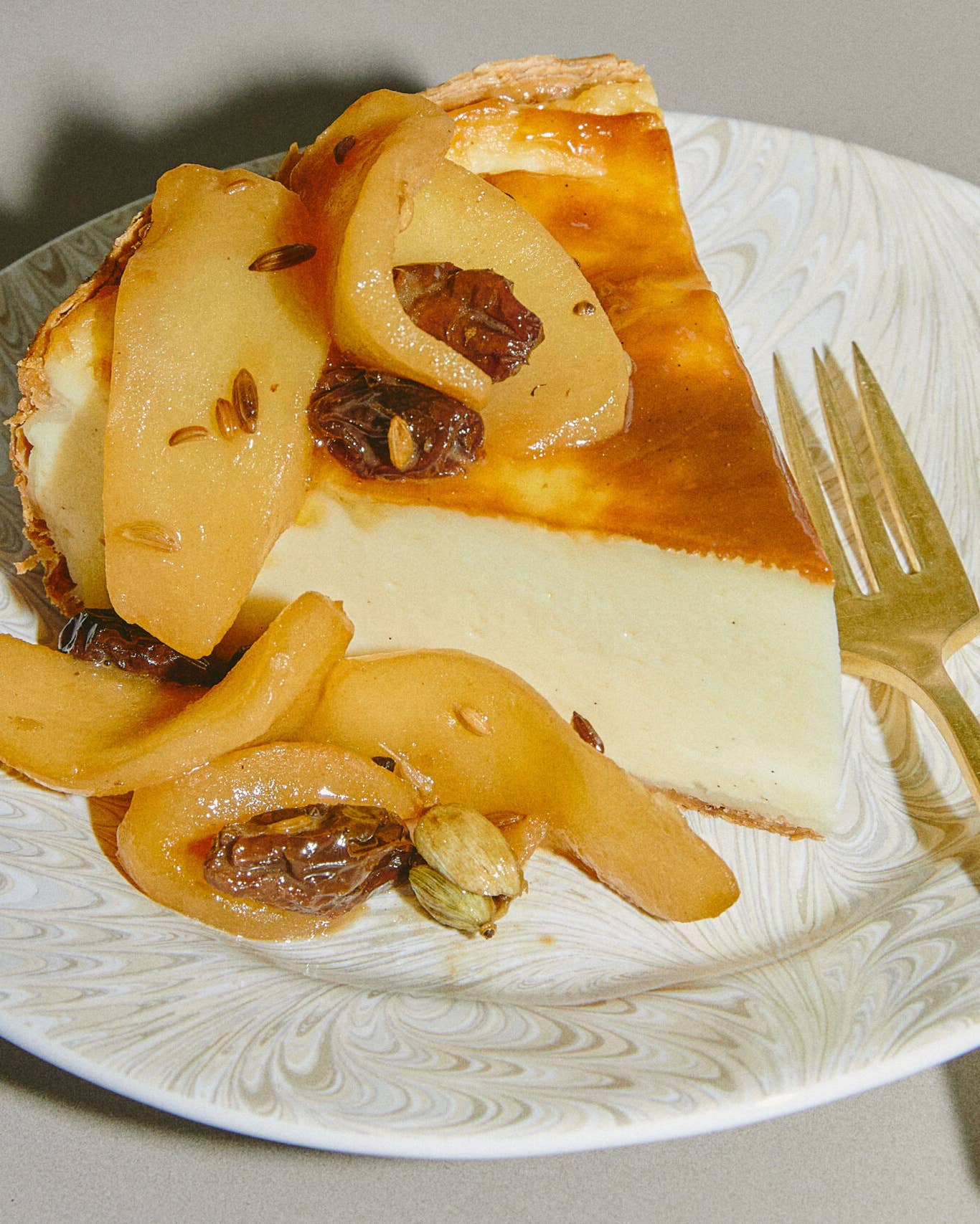 Parisian Flan with Cardamom-Apple Compote