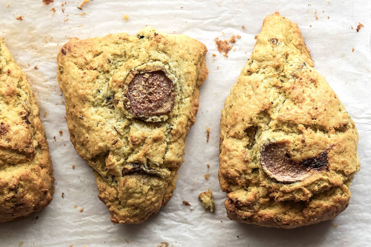 Sweet Caraway Scones with Salted Butter and Figs