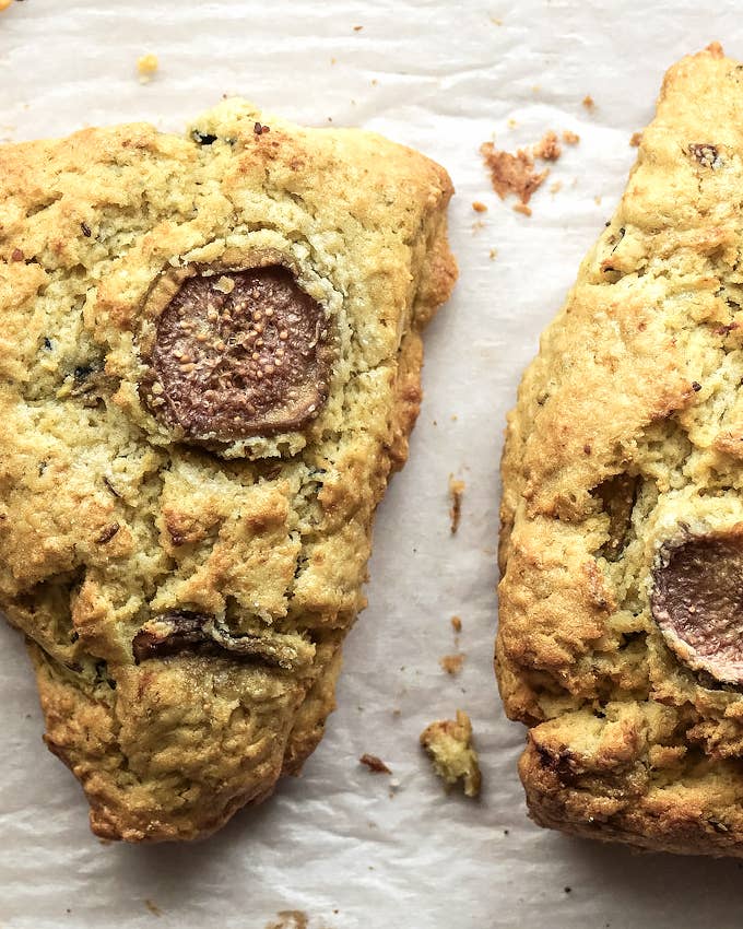 Sweet Caraway Scones with Salted Butter and Figs