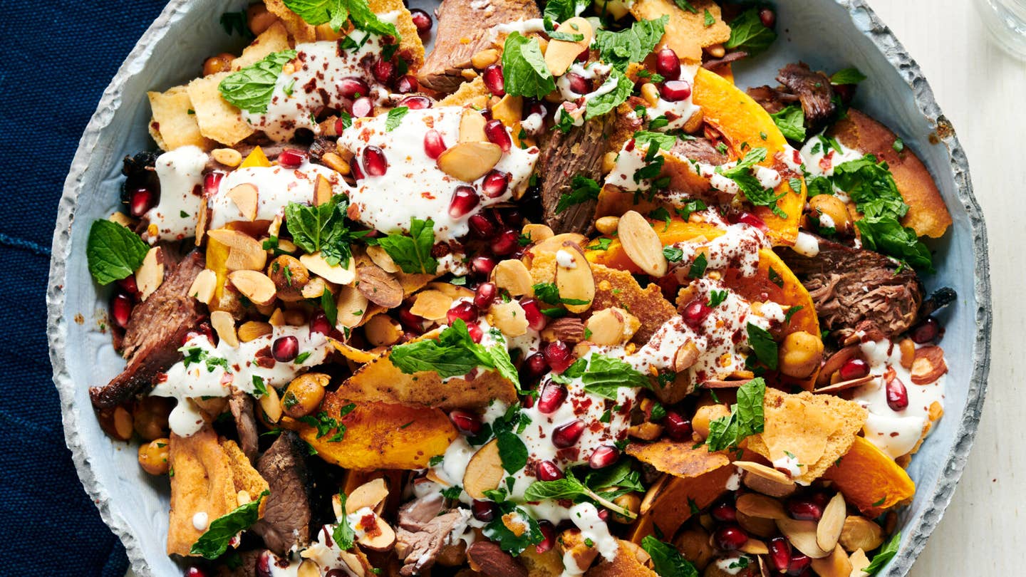 Lamb and Squash Fatteh with Tahini-Yogurt Sauce Lamb and Squash Fatteh with Tahini-Yogurt Sauce