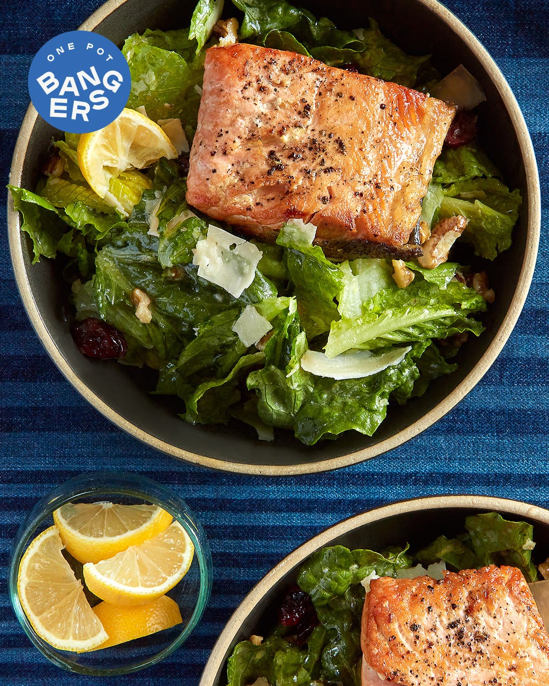 Crispy Salmon Salad Bowl With Walnuts, Parmesan, and Lemon Vinaigrette Lemony Salmon Salad