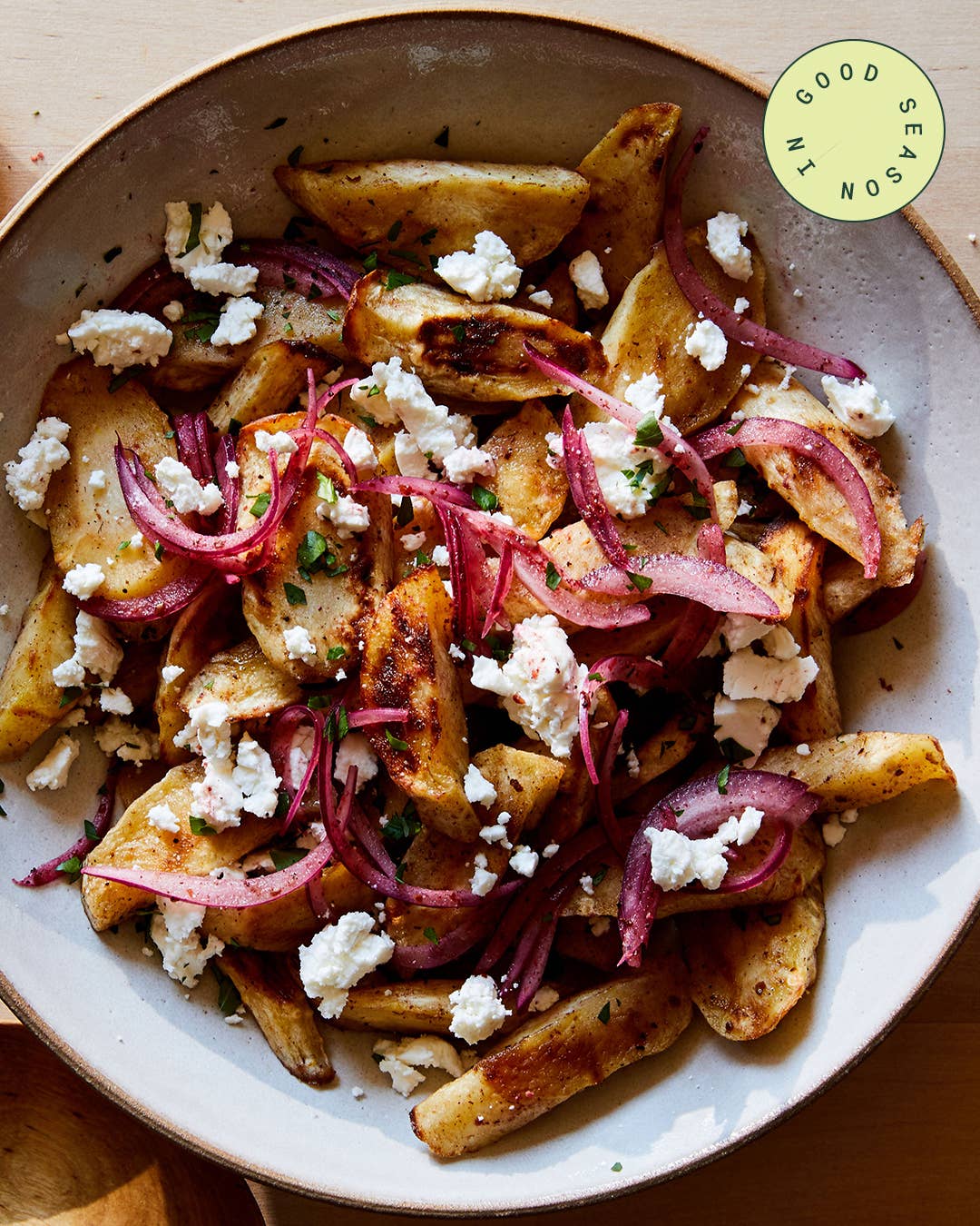 Roasted Parsnips and Onions with Sumac and Feta