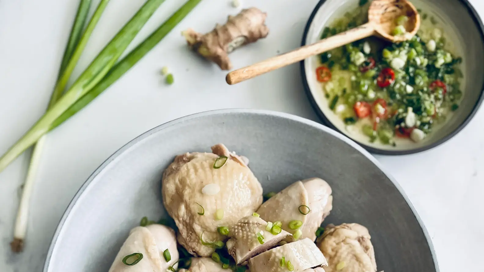 Cantonese White Cut Chicken with Ginger-Scallion Sauce-image