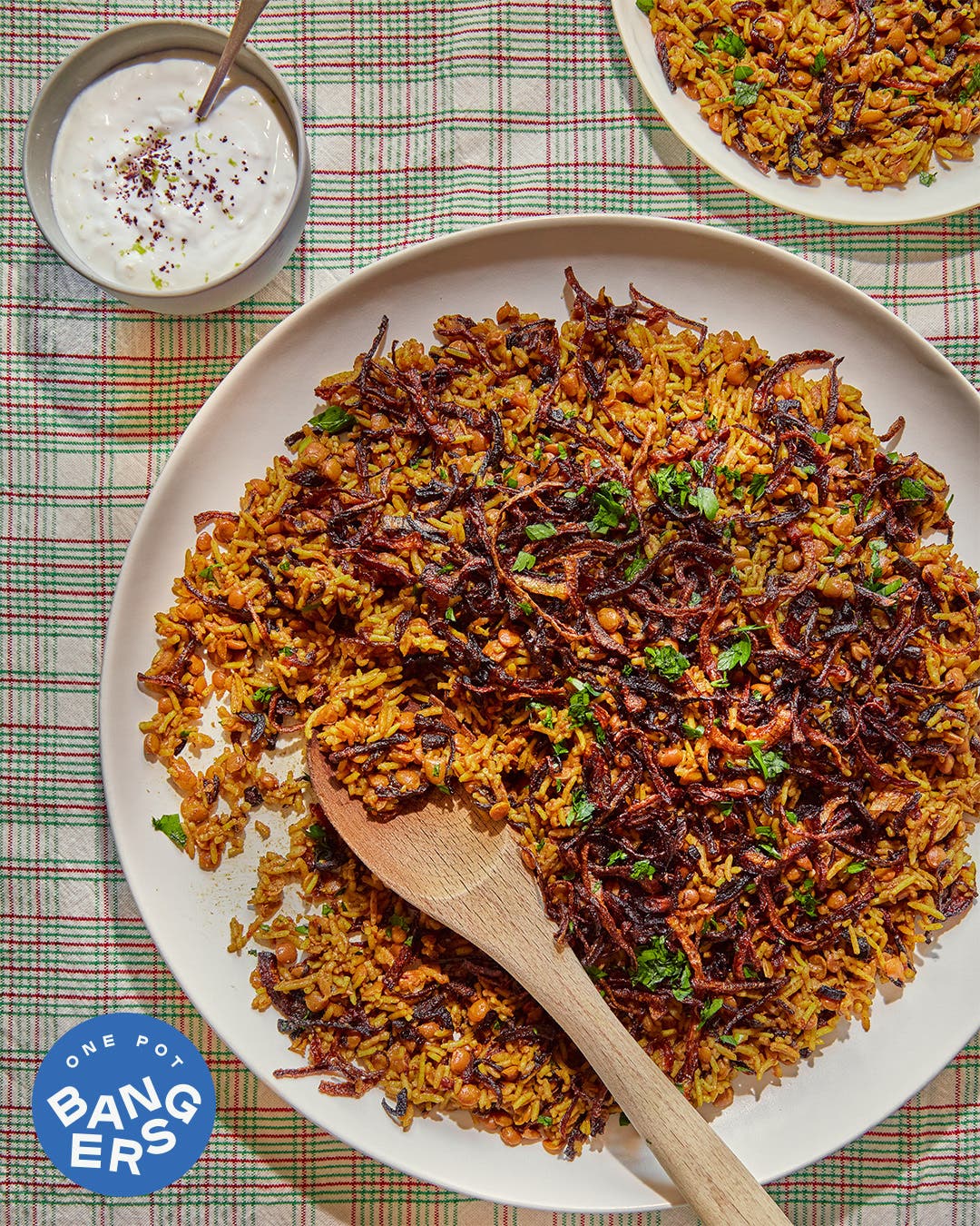 Middle Eastern Rice With Lentils, Frizzled Onions, and Lemony Yogurt Sauce OPB Mujaddara