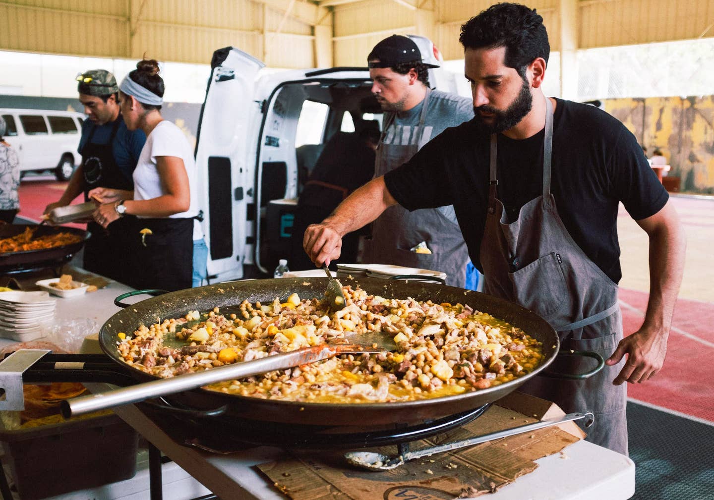 Manolo López cooking in Puerto Rico