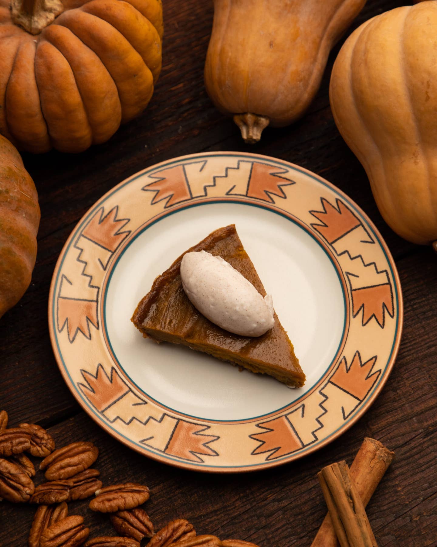 Pumpkin Pie with Pine Nut-Pecan Crust Pumpkin Pie Slice