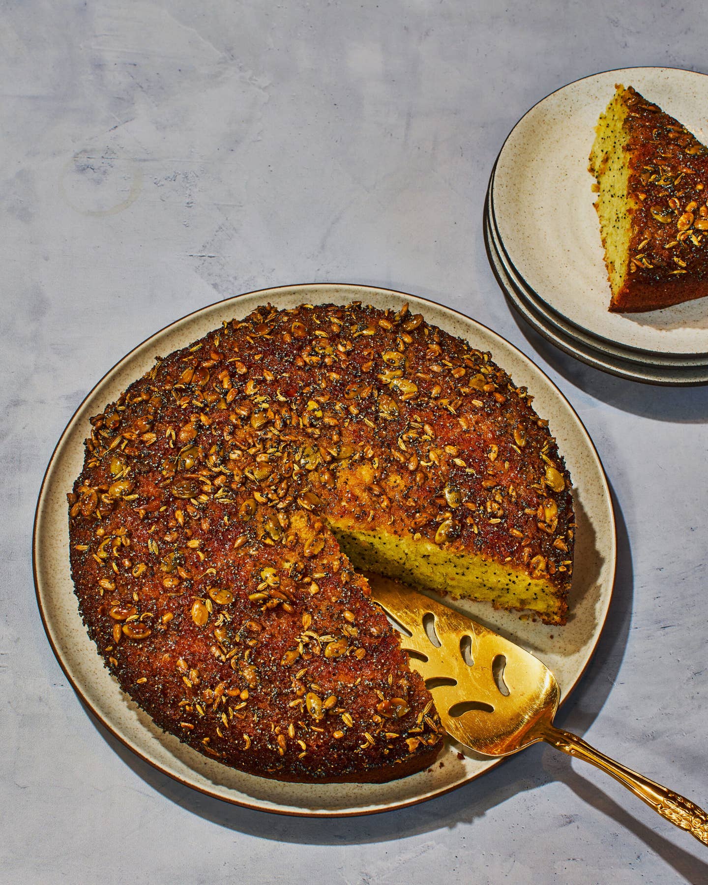 Mixed Seed Upside-Down Cake