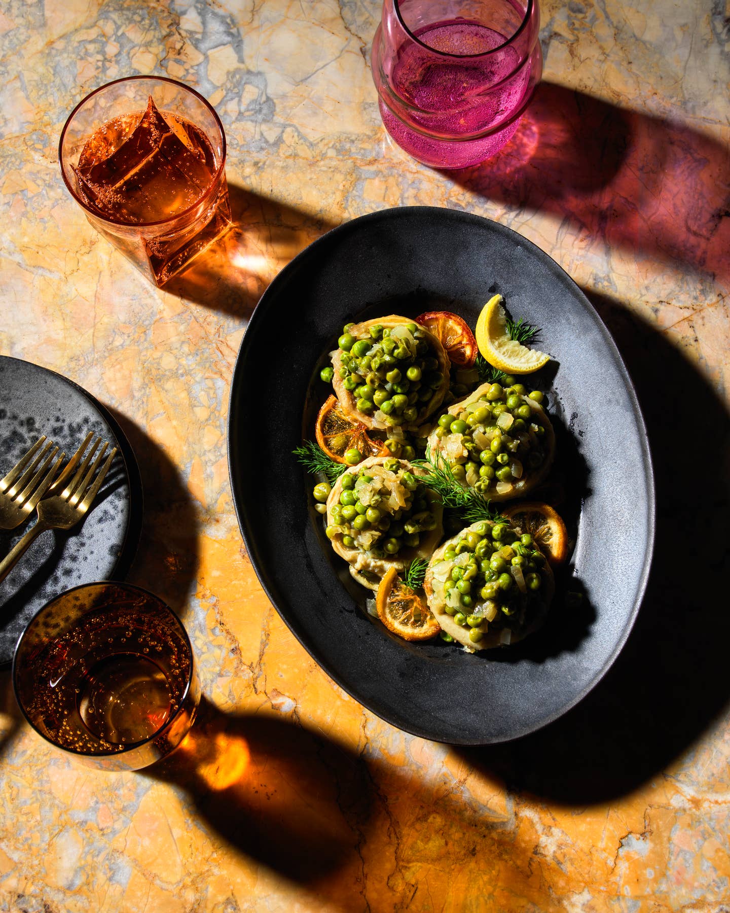 Turkish Braised Artichokes with Peas and Candied Lemon Peas