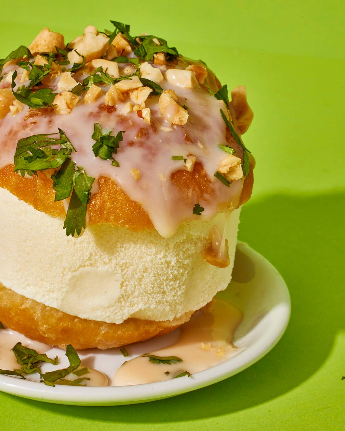 Sweet Fried Milk Buns with Ice Cream, Peanuts, and Cilantro Sweet Fried Milk Buns with Ice Cream, Peanuts, and Cilantro