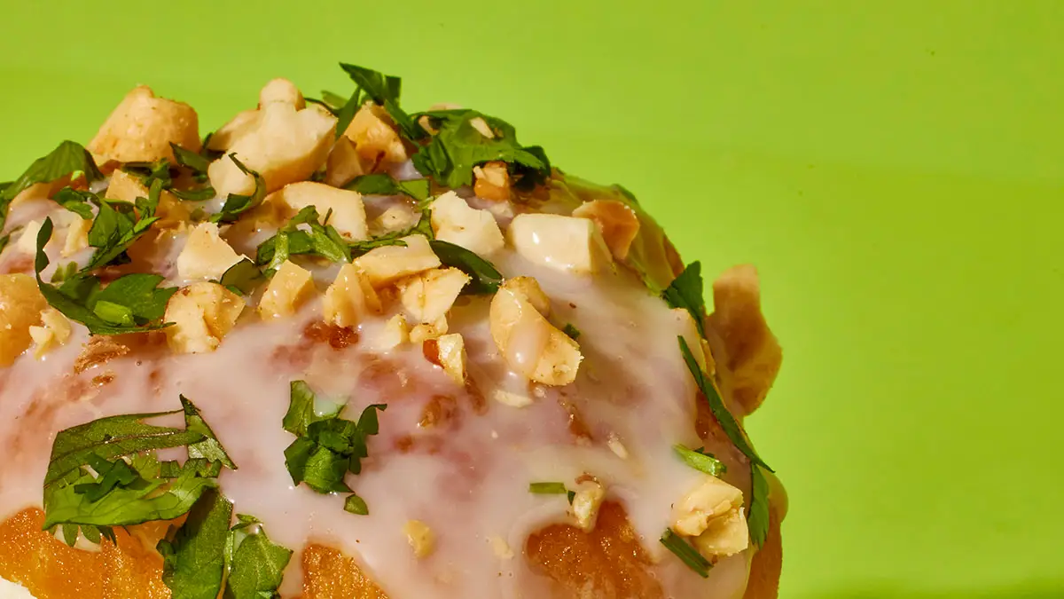 Sweet Fried Milk Buns with Ice Cream, Peanuts, and Cilantro-image