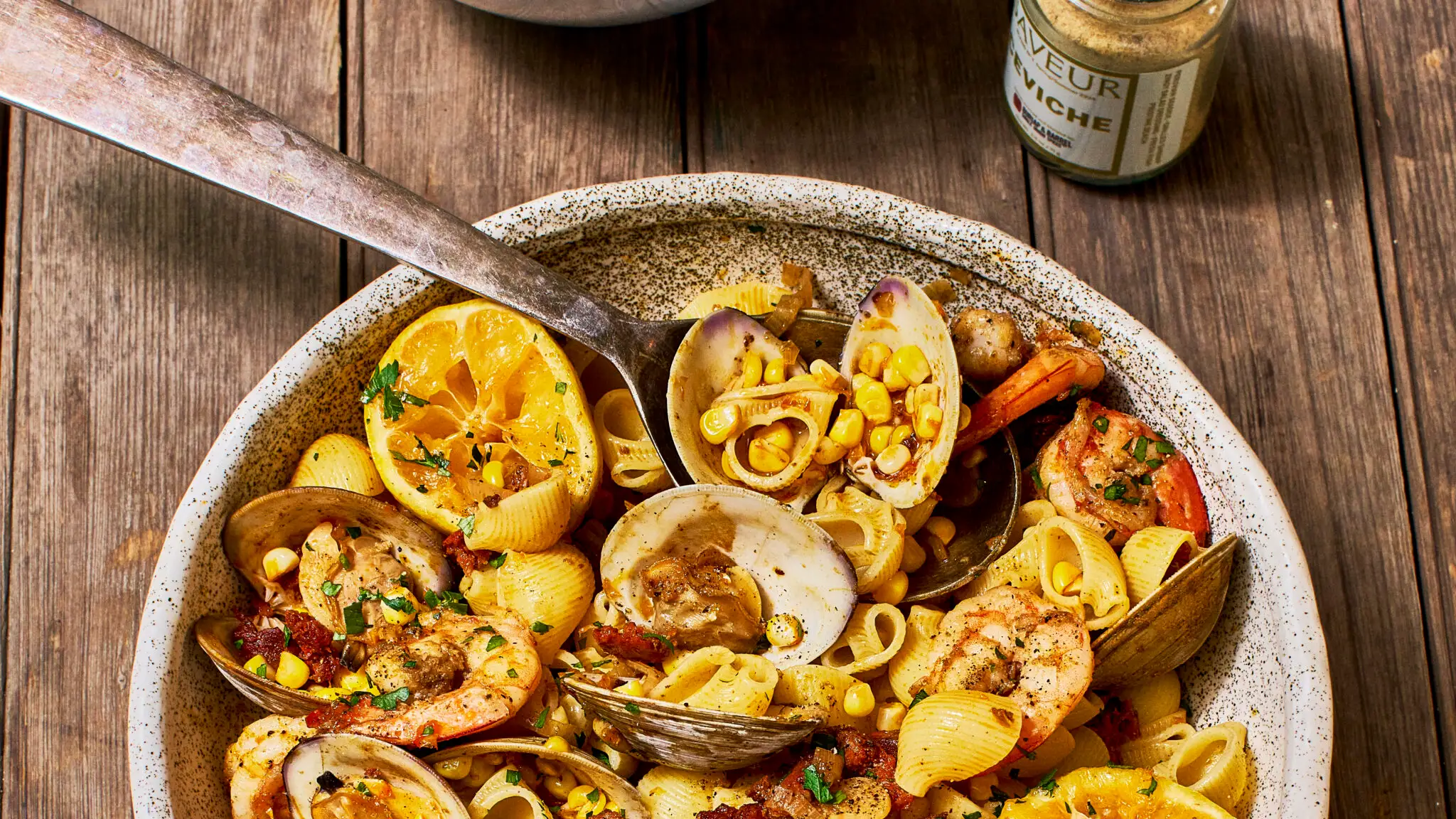 Seafood Pasta with Chorizo and Corn Recipe-image