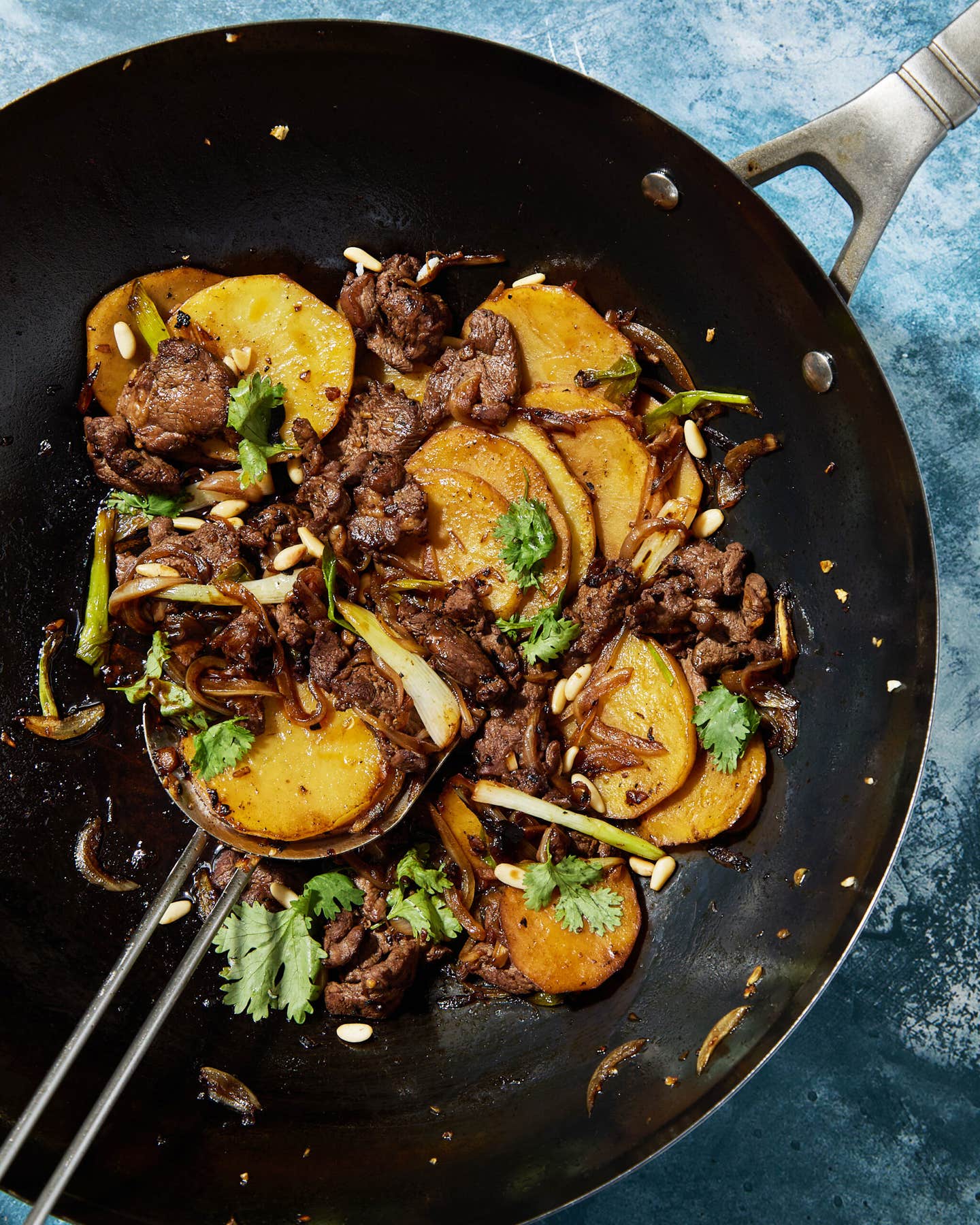 Tingly Lamb Stir-Fry With Potatoes and Pine Nuts
