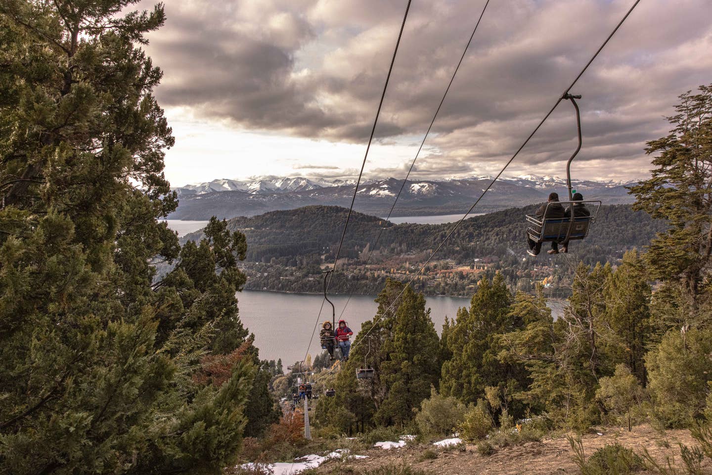 An off-season ski lift offers panoramic views.