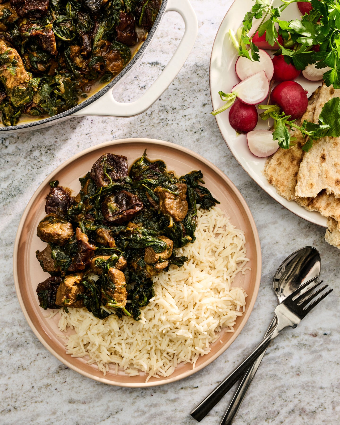 Khoresh-e Aloo Esfenaj (Persian Lamb, Prune, and Spinach Stew)
