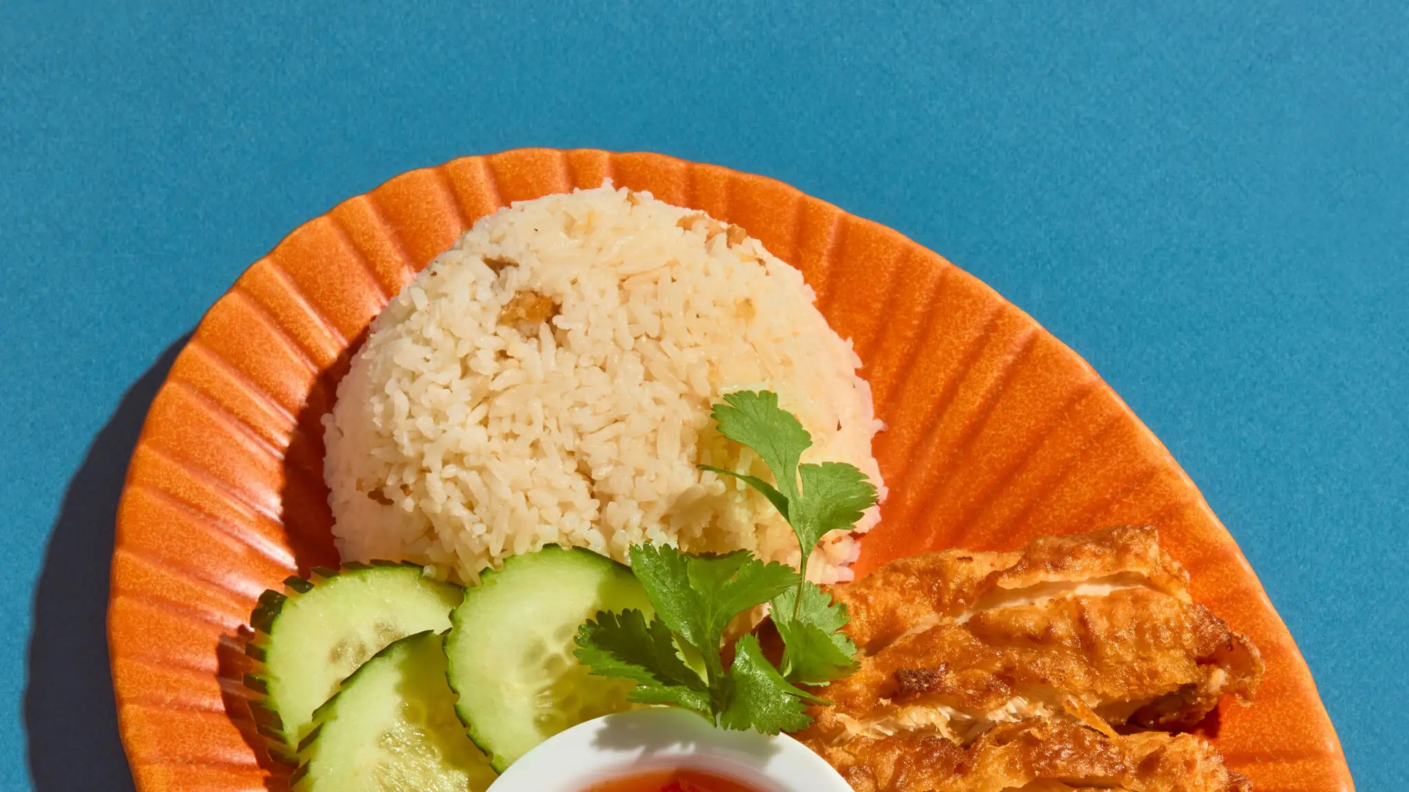 Khao Man Gai Tod (Fried Chicken Rice With Sweet Chili Sauce)-image