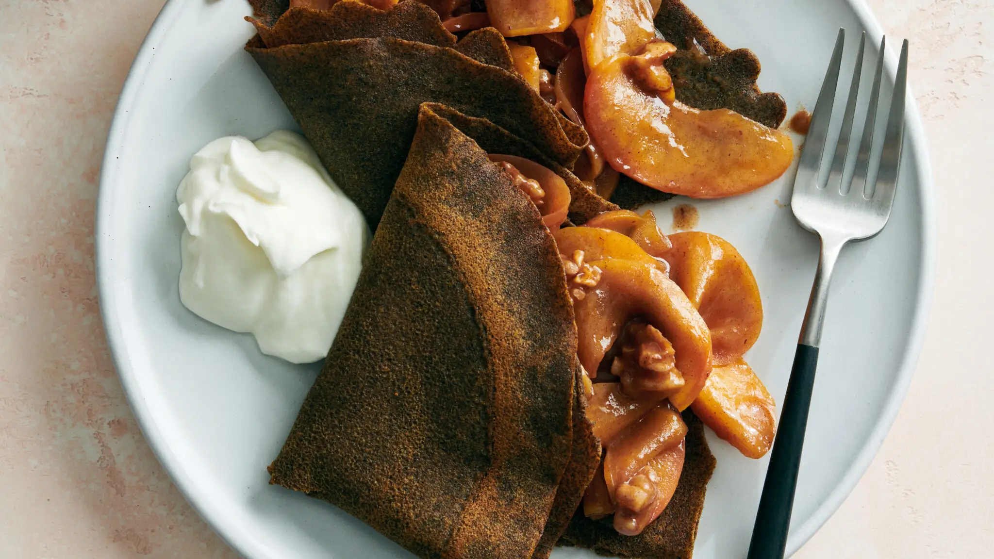 Buckwheat Crêpes With Apple Compote and Walnuts-image